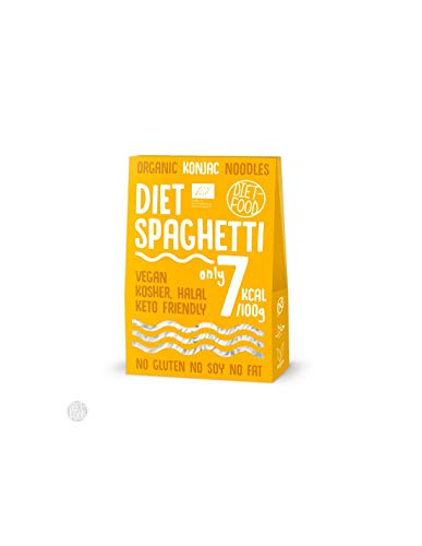 DIET-FOOD Bio Shirataki Spaghetti Noodles Low Carb Konjak Nudel Kalorienarme Vegane Lebensmittel Fettfrei Sojafrei Glutenfreie Wasserlöslich Diätnudeln Niedriger Kaloriengehalt | 300 g (1er Pack)