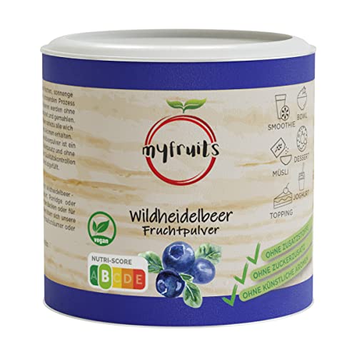 myfruits Wildheidelbeerpulver, gefriergetrocknete gemahlene Blaubeeren, 70g, zu 100% aus Wildheidelbeeren, Fruchtpulver für Smoothie, Shakes & Joghurt…