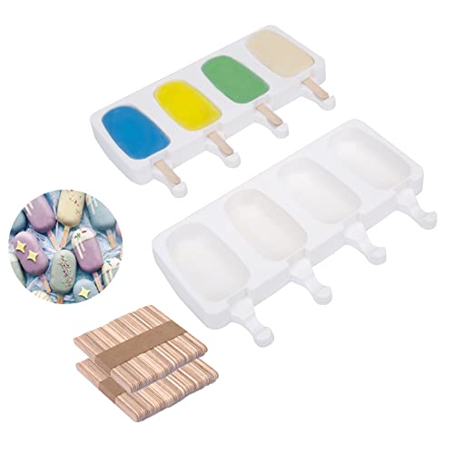 Eisformen, Wiederverwendbar Popsicle Formen Set, BPA Freie, Silikon Popsicle Formen für Kinder und Erwachsene mit 100 EIS-Sticks(2 sets)