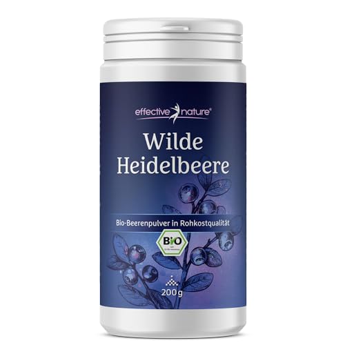 Wilde Heidelbeeren Bio Pulver - 200 g - Fruchtpulver in Rohkostqualität - Reich an Antioxidantien - Blaubeeren Pulver (Vaccinium myrtillus)