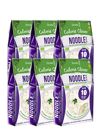 6 x Slendier Bio Konjak Nudeln | Noodle-Style | Kalorienarm | Shirataki | Quelle für Ballaststoffe | Glutenfrei | 6 x 250 g