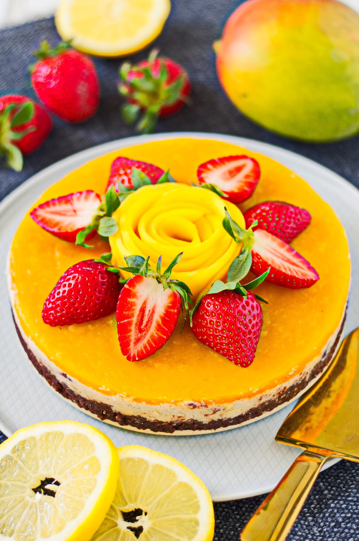 veganer no bake Mango-Kokos-Kuchen
