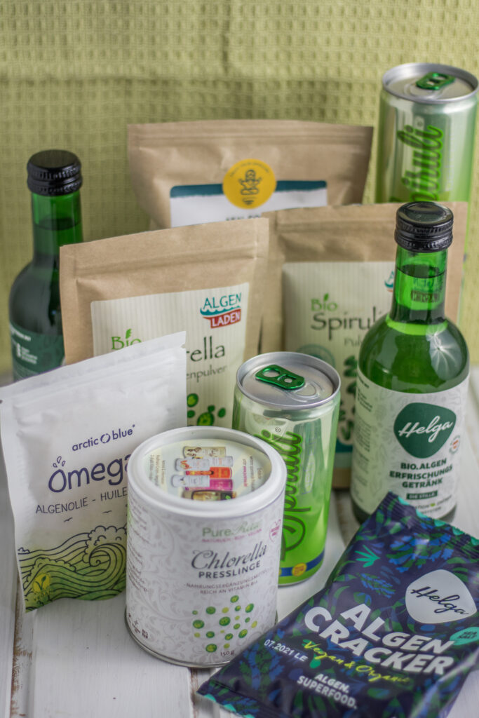 Vielfältige Produkte mit Algen, Spirulina und Chlorella aus dem Algenladen