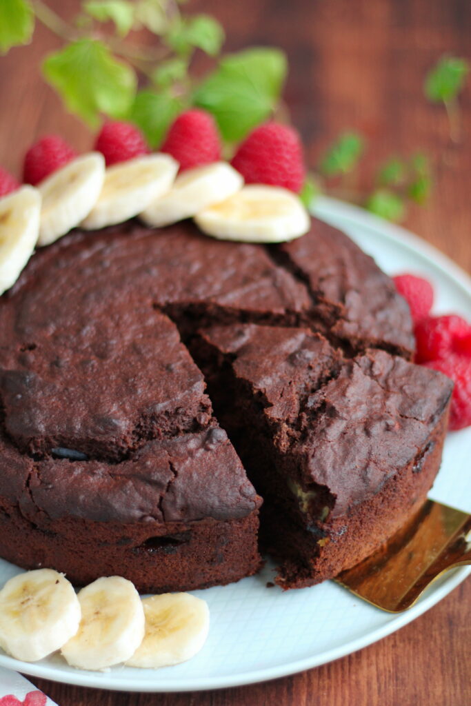 Veganer und glutenfreier Schoko Bananen Kuchen