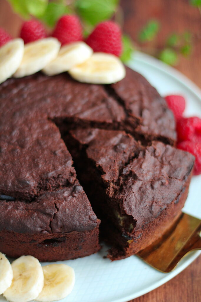 Veganer und glutenfreier Schoko Bananen Kuchen