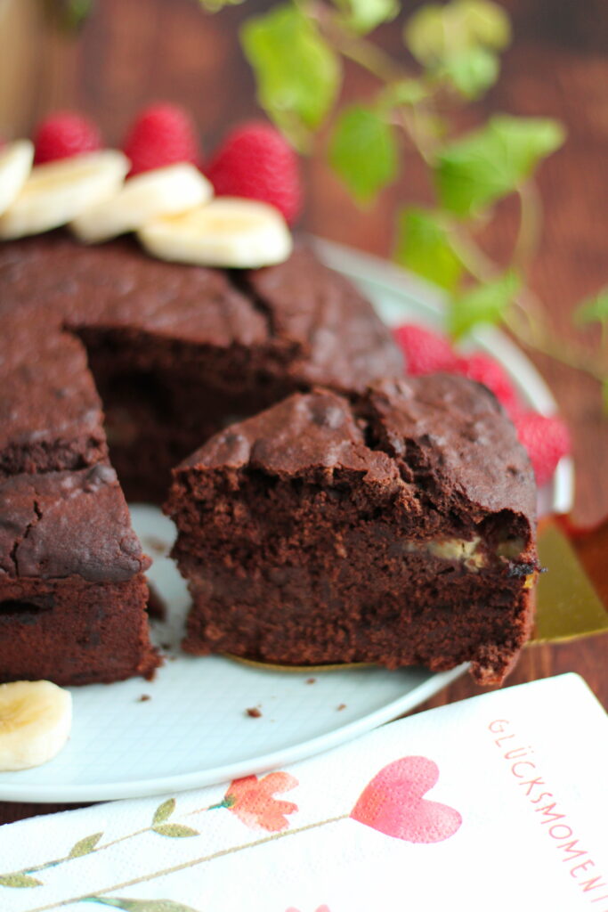 Veganer und glutenfreier Schoko Bananen Kuchen