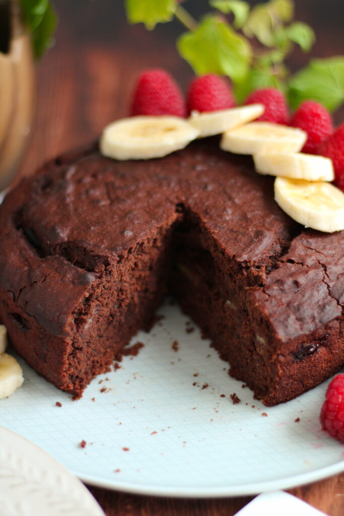 Veganer und glutenfreier Schoko Bananen Kuchen