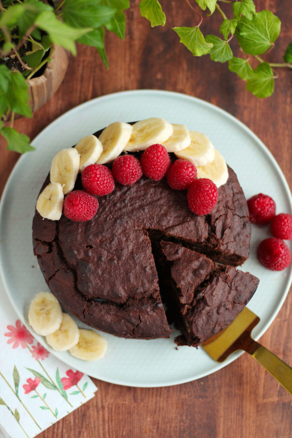 Veganer und glutenfreier Schoko Bananen Kuchen